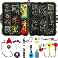 205pcs Fishing Accessories Set with Tackle Box Including Plier Jig Hooks Sinker Weight Swivels Snaps