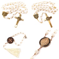 MAWAR GANTUNGAN White Rose Rosary Benedict Box Jerusalem and Car Hanger Benedict Plate Round Bead Sp