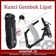 EM AI93 Folding Bicycle Padlock Bike Steel Lock Bicycle Safety Anti-Theft Motorcycle Helmet Accessor