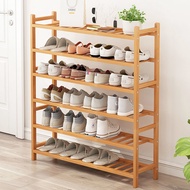 Eyeliner✻&gt; Rak kasut buluh Rak kasut berbilang lapisan sederhana almari kasut kabinet pintu kayu padat rak kasut tahan d