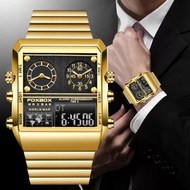 Lige นาฬิกาทหารแฟชั่นผู้ชาย, นาฬิกาควอตซ์นาฬิกาข้อมือสำหรับผู้ชายหรูนาฬิกากีฬาโครโนกราฟสี่เหลี่ยมนาฬิกากันน้ำ