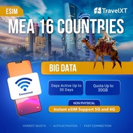eSIM MEA 16 Countries - Big Data 3GB/10GB/20GB/30GB | Fast 4G/5G Travel Internet | Instant QR