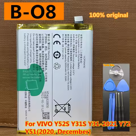 New Original B-O8 5000mAh Battery For Vivo Y52S Y31S Y31-2021 Y72 Y51 2020 Y51(2020, December) 5G V2