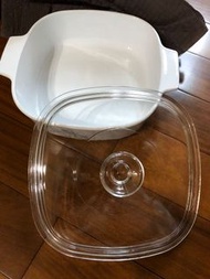 全新 美國康寧玻璃陶瓷方鍋2L含玻璃上蓋