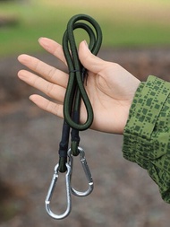 1入帶鈕扣和卡拉比那鉤的彈性帳篷繩,8mm露營衣物繩索適用於戶外旅行裝備收納