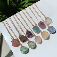 Authentic Colorful Natural Stone Nuwa Replenishing Sky Rough Stone Winding Necklace Crystal Pendant 