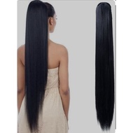 Women's wig with straight ponytail hair, 90cm to 1 meter long