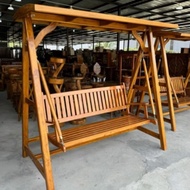 3 Seater Buaian Kayu Jati / Kerusi Buaian Kayu Jati (Tahan Hujan & Panas)