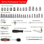 Chrome Metric Socket Set Tool Box Set 46pcs Ratchet Spanner Wrench Set Home Improvement