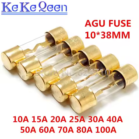1PCS/LOT AGU 5AU FUSE 32V 10*38mm 10A 15A 20A 25A 30A 40A 50A 60A 70A 80A 100A Gold Plated Glass Car