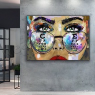 Eye glass chart poster, eye art, eye painting, i test chart monochrome art, optometry gift, optometr