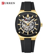 CURREN/Karen 8485 Simple Round Hollow Mechanical Watch Semi-automatic Tape Mens Watch Couple Watch s