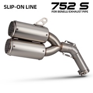 For BENELLI 752S 752 S Motorcycle Exhaust Mid Link Pipe With Double Muffler SC Racing Stainless