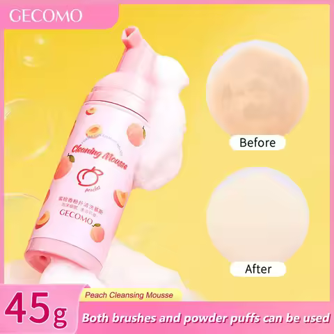 GECOMO Peach Scented Powder Puff Makeup Brush Cleaning Mousse Gentle Deep Cleansing Makeup Tool Bubb