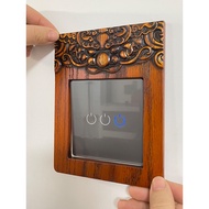 Solid Wood Switch Sticker Protective Cover New Chinese Socket Switch Decorative Wall Sticker Panel S