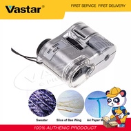 Vastar 60X มือถือแว่นขยายมินิพ็อกเก็ตกล้องจุลทรรศน์เครื่องตรวจจับสกุลเงินเครื่องประดับแว่นขยายที่มีไฟ LED แว่นขยาย1000xมีไฟ