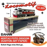 miniatur kereta api - Lokomotif CC201 KAI (Papercraft)