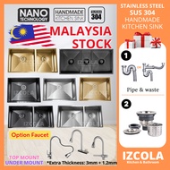 SINK NANO 100% sus304 Stainless Steel Handmade Undermount & Topmount Nano Kitchen Sink With Faucet c