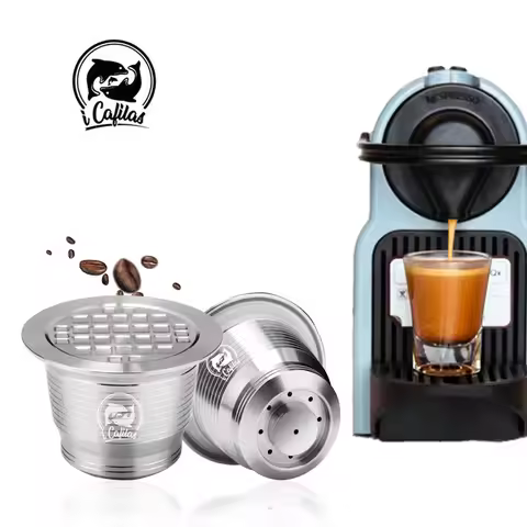 ICafilas Reusable Coffee Filter for Nespresso Machine With Tamper Stainless Steel Capsule for Nospre