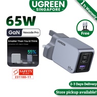 (3 Pin UK Plug )UGREEN 65W Fast Charger GaN Power Delivery High Power PD 3.0 USB Quick Charger PD Charger for ipad MacBook iPhone Huawei Sumsang