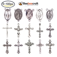 BeeBeecraft 5-100pcs Rosary Pendant Sets Tibetan Style Alloy Crucifix Cross Pendants for Jewelry Findings