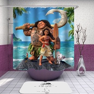 Moana 3D พิมพ์ม่านอาบน้ำผ้าโพลีเอสเตอร์ม่านอาบน้ำตะขอกันน้ำม่านอาบน้ำ