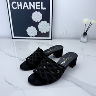 Chanel香奈兒 網紗鏤空金標拖鞋 35.5碼