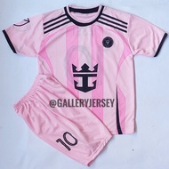 MERAH INTER MIAMI MESSI AWAY PINK CHILDREN'S FOOTBALL CLOTHES SET INTER MIAMI AWAY CHILDREN'S JERSEY