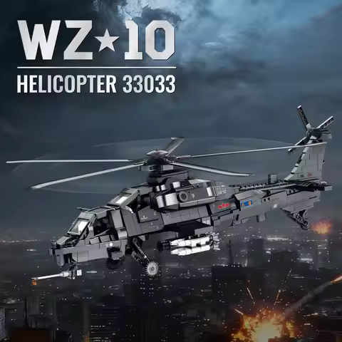 WZ-10 Helicopter Blocks Spring Shock Retractable Landing Gear Sim Missiles Peel Decals Adult Militar