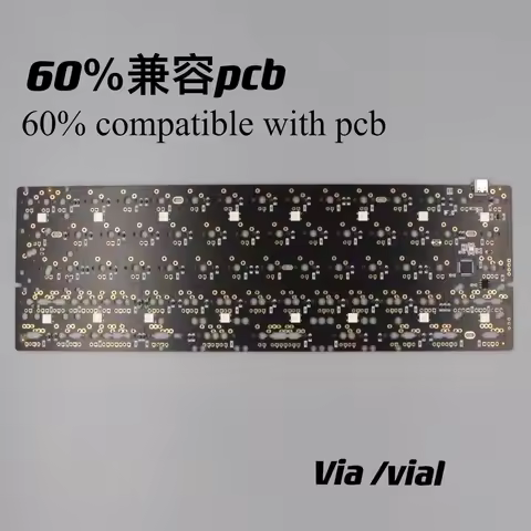GH60 Soldering PCB 61 64 Keys Mechanical Keyboard PCB VIA QMK Underglow ISO Layouts Support Via/vial
