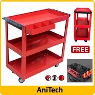 350kg Heavy Duty 3 Layers Service Cart Metal Steel Tool Cart Trolley  Barang Garaj Bengkel Tools Shelf Storage Toolcart