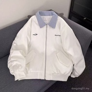 American Preppy Stripe Stitched Baseball Uniform Jacket - KN3C