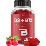 NutraChamps Vitamin D3 & B12, Methyl B12 Gummies Adults & Kids, Enhanced with Vitamin D 3 & B9 Vitam