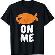 Men's cotton T-shirt Gift For Kids Fish On Me Tee Unisex-Kids Black Cartoon Fish T-Shirt Small