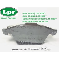 AUDI TT (8J3) 2.0 / (8N9) 2.0, VOLKSWAGEN SCIROCCO 1.4, GOLF R3 5K1 FRONT DISC BRAKE PAD BRAND LPR 0