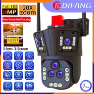 Difang กล้องวงจรปิด Wi-Fi Luar Ruangan 10K 20MPกล้องซูม20X เลนส์5หน้าจอ3หน้าจอ AI ติดตามอัตโนมัติตรว