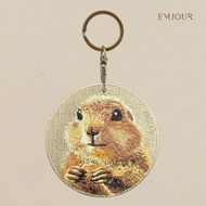 EMJOUR Double-Sided Embroidered Charm-Groundhog | Cute Animal Souvenirs Gifts Key Rings Bag Accessor