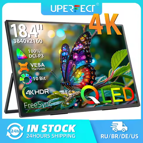 UPERFECT 18.4'' 4K Portable Monitor QLED 100% DCI-P3 UHD FreeSync HDR 2 Speakers Eye Care Travel Gam