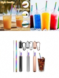 3 Pcs/Pack Stainless Steel Telescopic Straw Set (Straw+Brush+Storage Tube) Universal Straw For Hotel