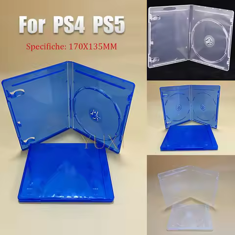 YUXI 1PC CD DVD storage box for PS4 PS5 Game Double Disc Spare Blue Game Blu Ray Box 2 CD Blue clear