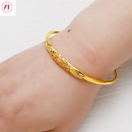 XT Jewellery Korea 24k Woman Bracelet Hollow Flowers 916 Original Gold Plated Bangle