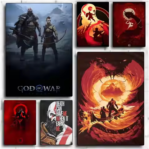 Game God of War Ragnarok Poster No drilling required leaves no marks Self-adhesive stickers can be a