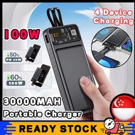 SG [READY STOCK] 100W Powerbank Fast Charging 30000mAh Fast Charge Power Bank Multi Device Charge Qc3.0 Portable Charger