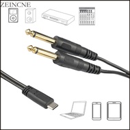 Zein 100cm Type C to 6 35mm Stereo Cable Adapter Cord USB C to 1 4inch Black