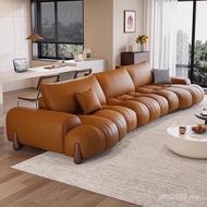 Style Italian Wax Simple Retro Style Small Apartment Burst Genuine Leather Sofa Style Living Room Di