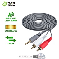 DAP DAU06 - 2 in 1 aux Audio cable 3.5mm Jack to RCA black 150Cm D-AU06 1 Year Official Guarantee