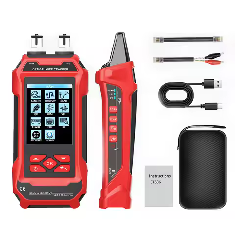 ET638 4in1 Network Cable Tester For PoE Voltage Multimeter Optical Power Meter VFL 10km Fiber Fault 
