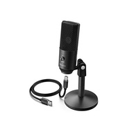 FIFINE USB microphone condenser microphone unidirectional earphone jack microphone stand height adjustable AB type USB cable microphone for PC Skype recording live transmission game