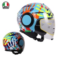 Helmet Motosikal AGV ORBYT Musim Panas Tiga Suku Helmet untuk Menunggang Skuter, Bernafas, Dua Lensa