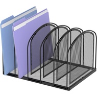 SUPEASY Desktop File Organizer, 5 Grid Mesh Desktop Organizer, Vertical File Rack Desktop File Organ